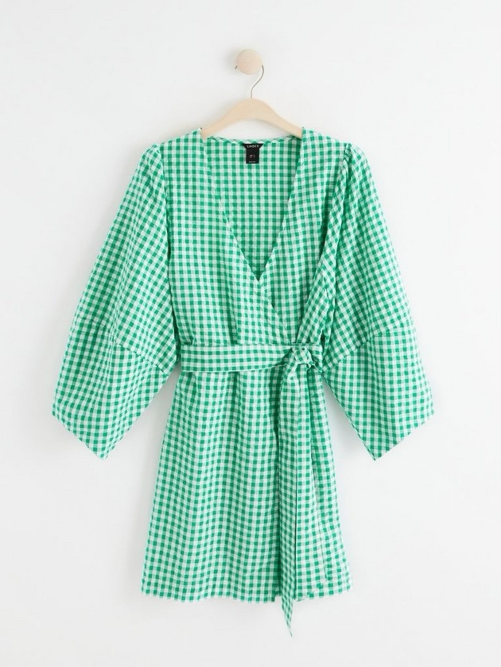 Women's Green Gingham Wrap Mini Dress with Tie BeltSize XS Great Condition